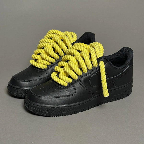 AF1 LOW NOIR CUSTOM LACET ROPE 1 JAUNE