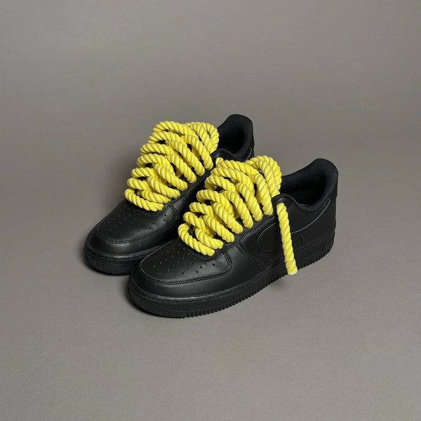 AF1 LOW NOIR CUSTOM LACET ROPE 1 JAUNE - Vue alternative