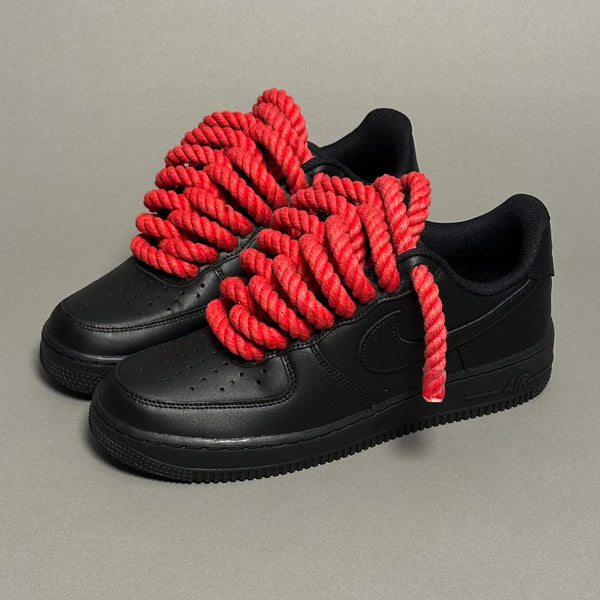 AF1 LOW NOIR CUSTOM LACET ROPE 1 ROUGE
