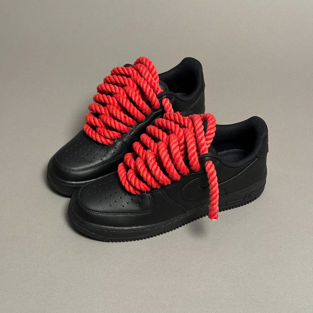 AF1 LOW NOIR CUSTOM LACET ROPE 1 ROUGE - Image 4