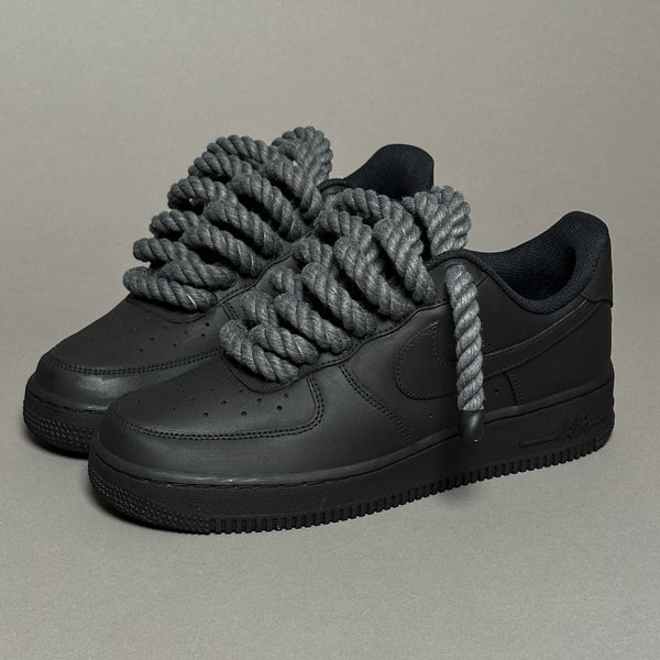 AF1 LOW NOIR CUSTOM LACET ROPE 1 GRIS FONCÉ