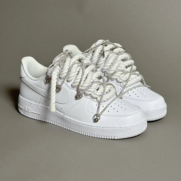 AF1 LOW NOIR CUSTOM LACET ROPE 1 & LACET BRILLANT BLANC