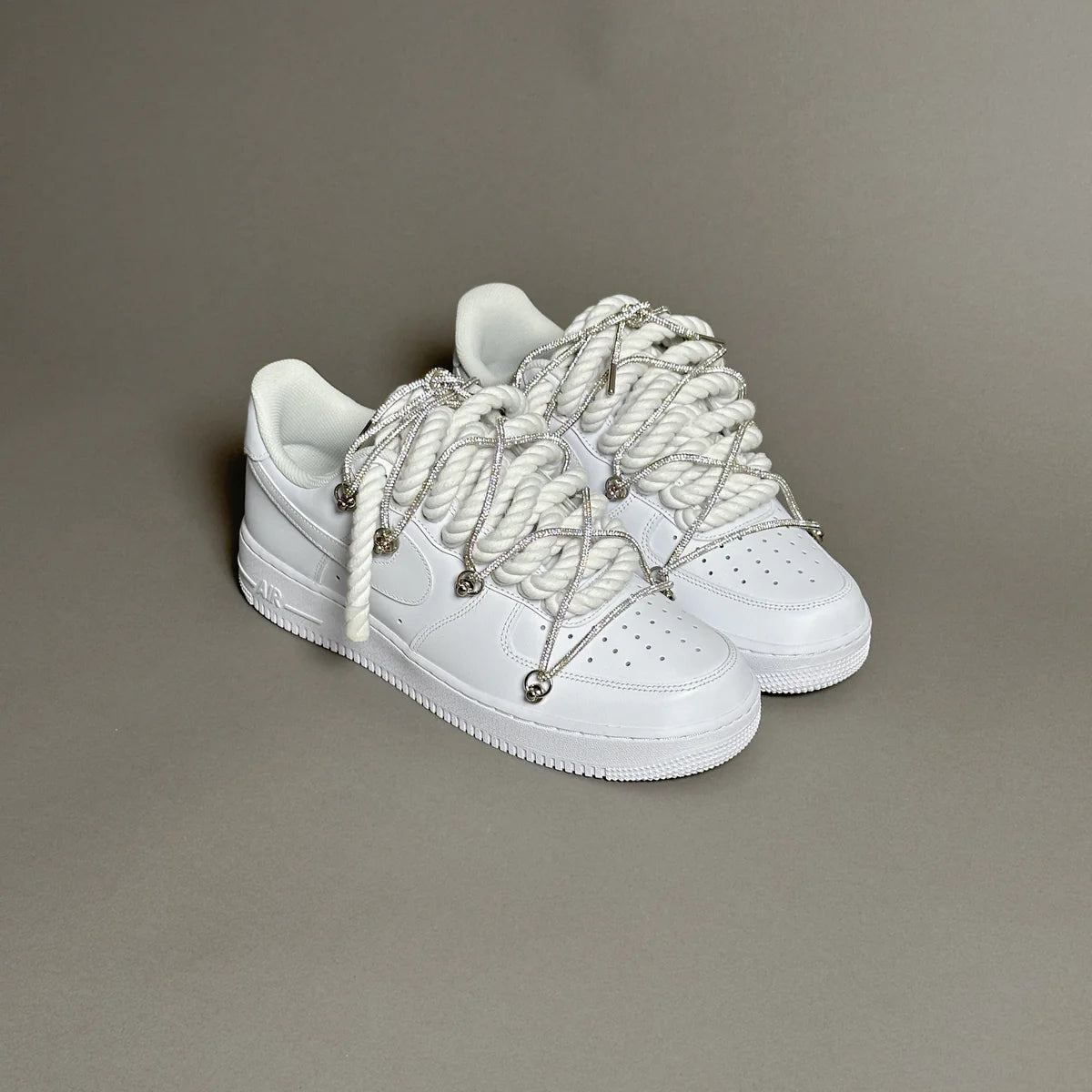 AF1 LOW NOIR CUSTOM LACET ROPE 1 & LACET BRILLANT BLANC - Image 4