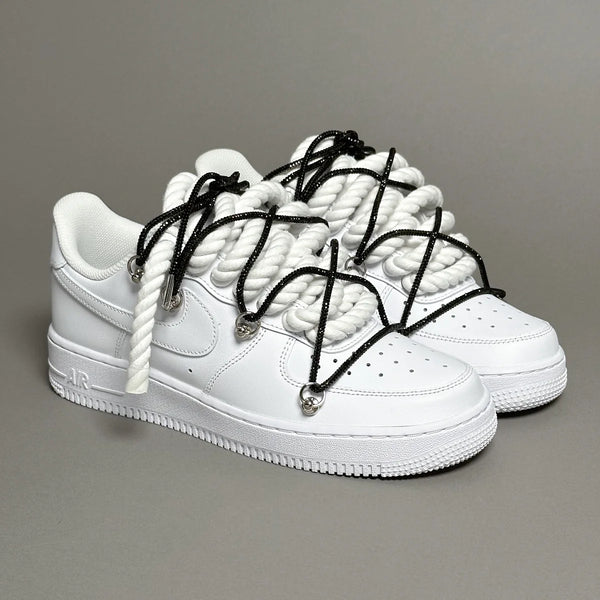 AF1 WHITE LOW CUSTOM ROPE LACE 1 & LACET BRILANT NOIR