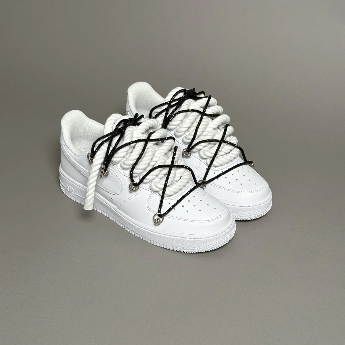 AF1 WHITE LOW CUSTOM ROPE LACE 1 & LACET BRILANT NOIR - Image 2