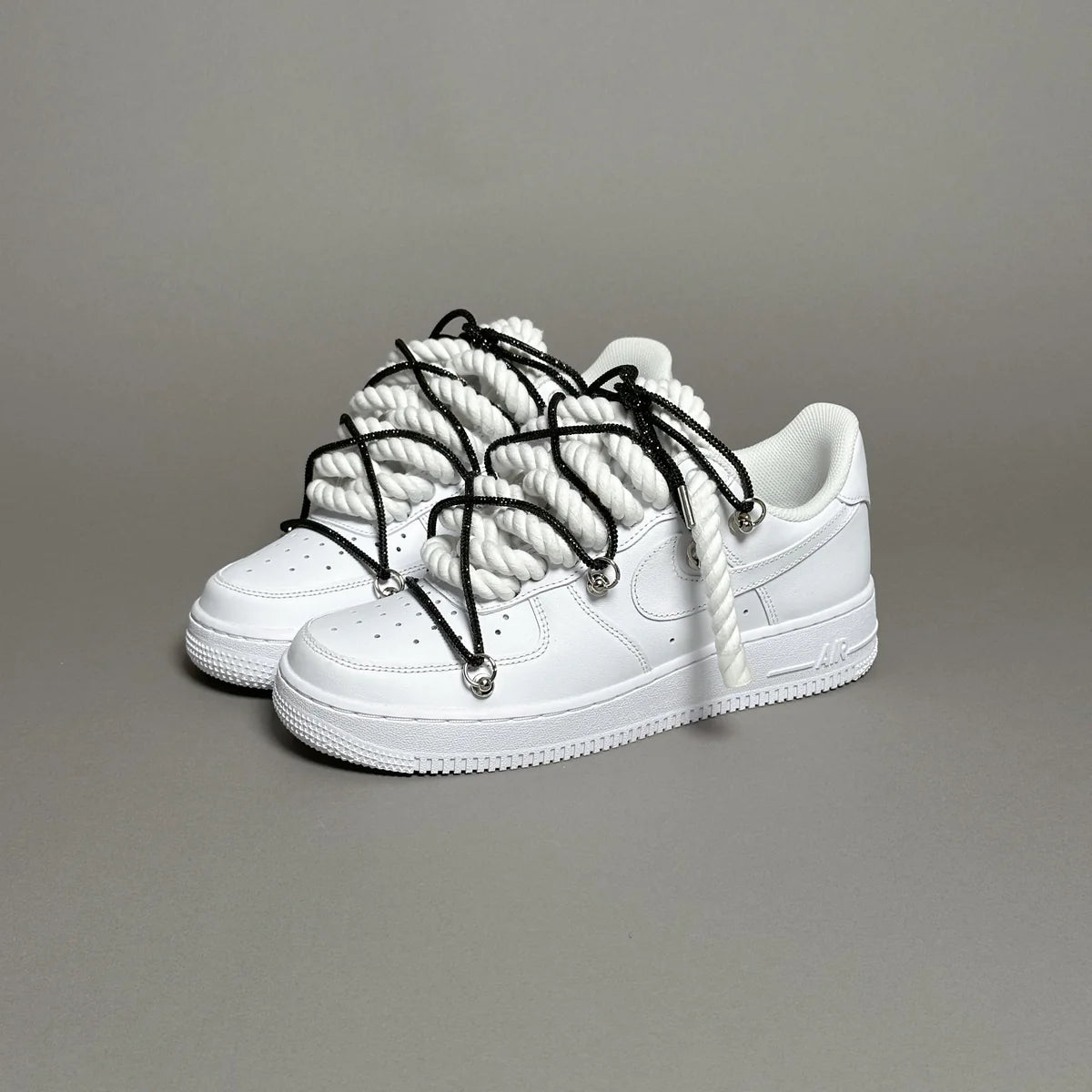 AF1 WHITE LOW CUSTOM ROPE LACE 1 & LACET BRILANT NOIR - Image 4