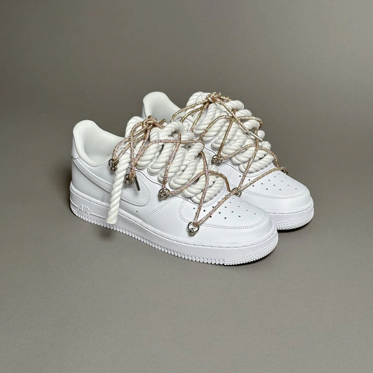 AF1 WHITE LOW CUSTOM ROPE LACE 1 & LACET BRILANT DORÉ - Image 2