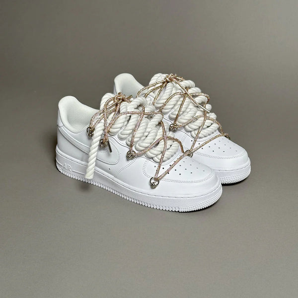 AF1 WHITE LOW CUSTOM ROPE LACE 1 & LACET BRILANT DORÉ - Vue alternative