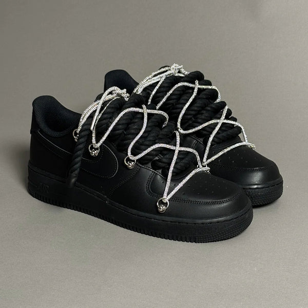 AF1 WHITE LOW CUSTOM ROPE LACE 1 & LACET BRILANT GRIS