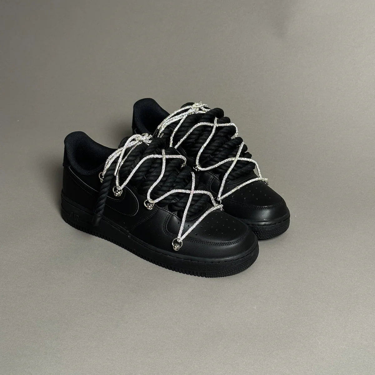 AF1 WHITE LOW CUSTOM ROPE LACE 1 & LACET BRILANT GRIS - Image 2
