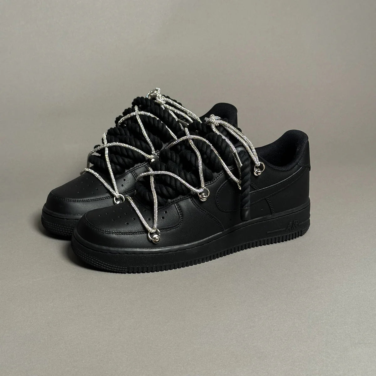 AF1 WHITE LOW CUSTOM ROPE LACE 1 & LACET BRILANT GRIS - Image 3