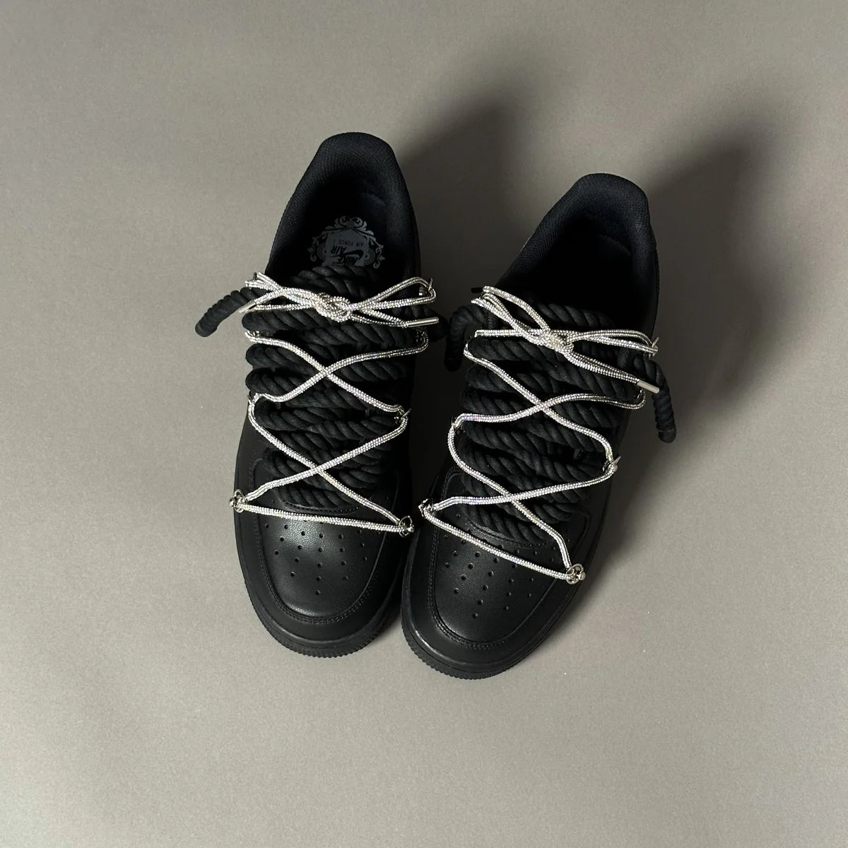 AF1 WHITE LOW CUSTOM ROPE LACE 1 & LACET BRILANT GRIS - Image 4