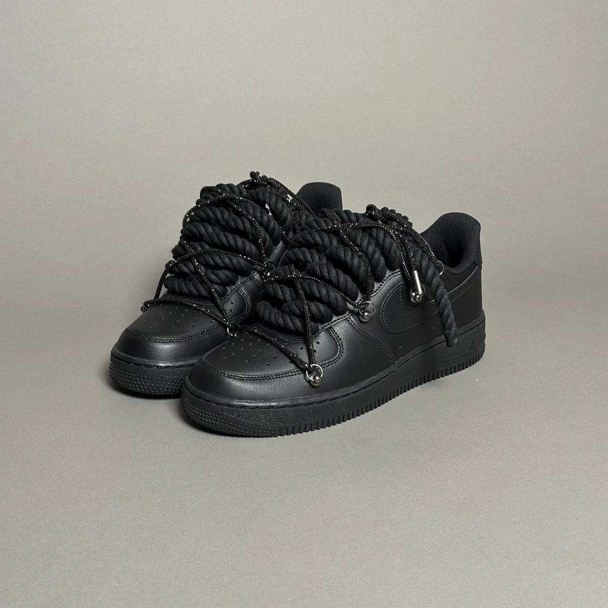 AF1 WHITE LOW CUSTOM ROPE LACE 1 & LACET BRILANT NOIR - Image 3