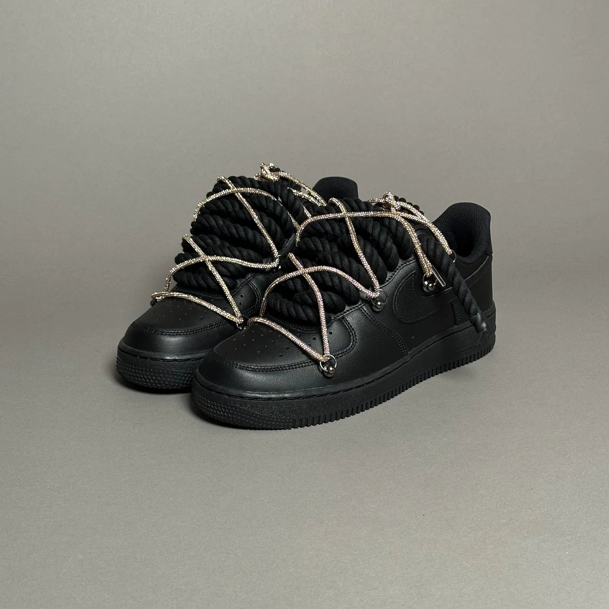AF1 WHITE LOW CUSTOM ROPE LACE 1 & LACET BRILANT DORÉ - Image 3