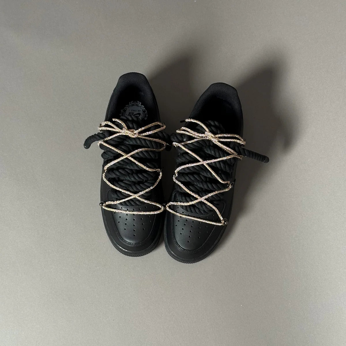 AF1 WHITE LOW CUSTOM ROPE LACE 1 & LACET BRILANT DORÉ - Image 4