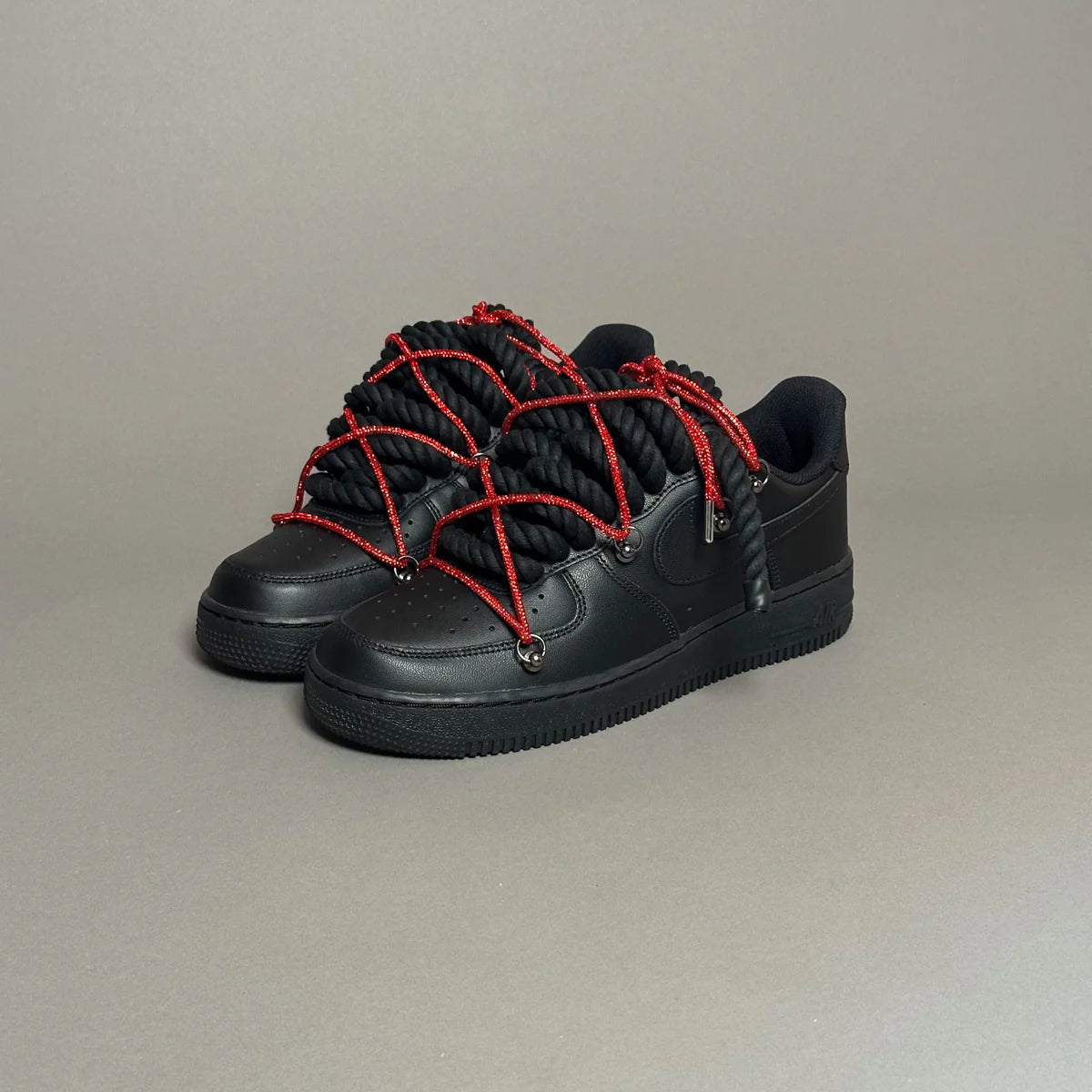 AF1 WHITE LOW CUSTOM ROPE LACE 1 & LACET BRILLANT ROUGE - Image 3