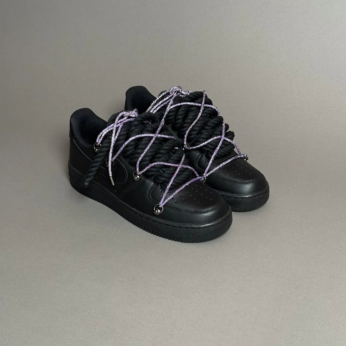 AF1 WHITE LOW CUSTOM ROPE LACE 1 & LACET BRILLANT VIOLET - Image 2