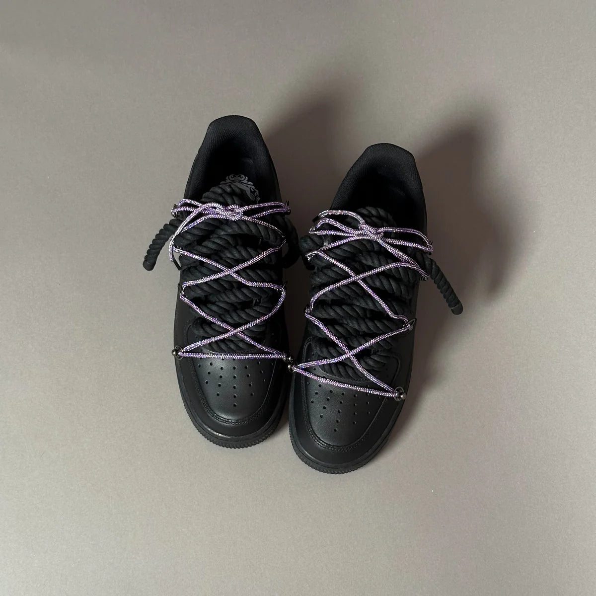 AF1 WHITE LOW CUSTOM ROPE LACE 1 & LACET BRILLANT VIOLET - Image 4