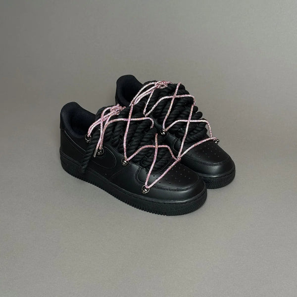 AF1 WHITE LOW CUSTOM ROPE LACE 1 & LACET BRILLANT ROSE - Vue alternative