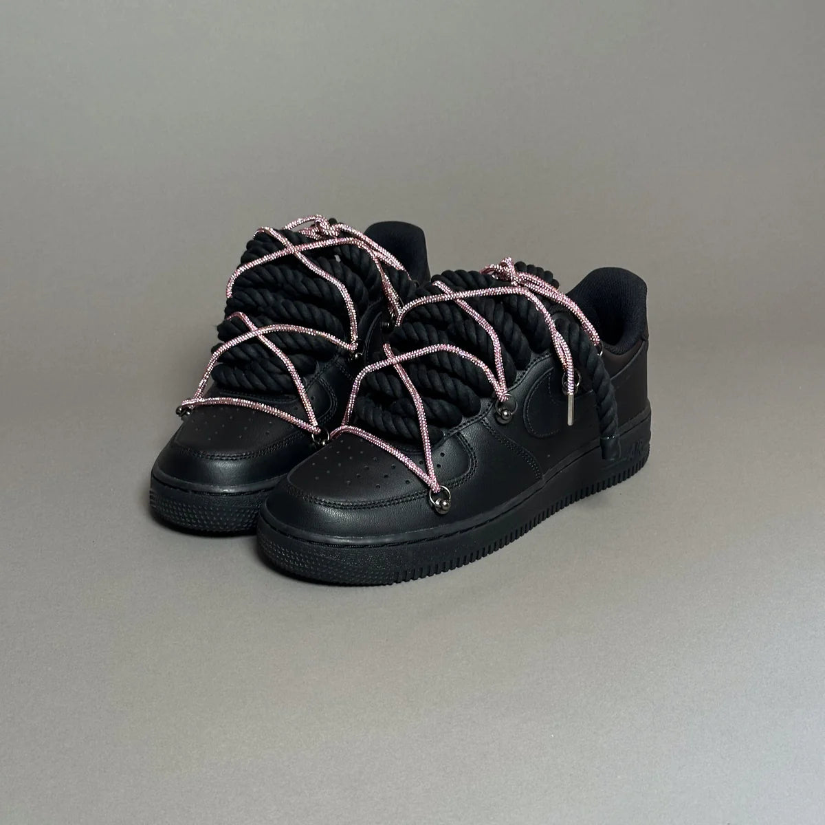 AF1 WHITE LOW CUSTOM ROPE LACE 1 & LACET BRILLANT ROSE - Image 3