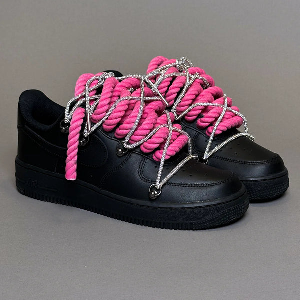 AF1 WHITE LOW CUSTOM ROPE LACE 1 ROSE & LACET BRIANT