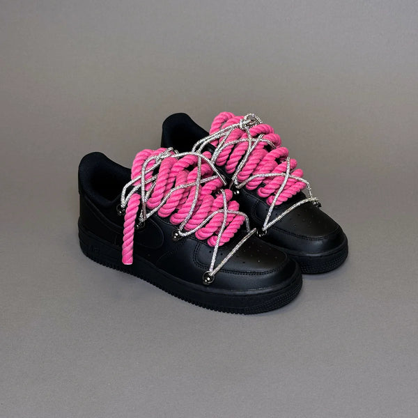 AF1 WHITE LOW CUSTOM ROPE LACE 1 ROSE & LACET BRIANT - Vue alternative