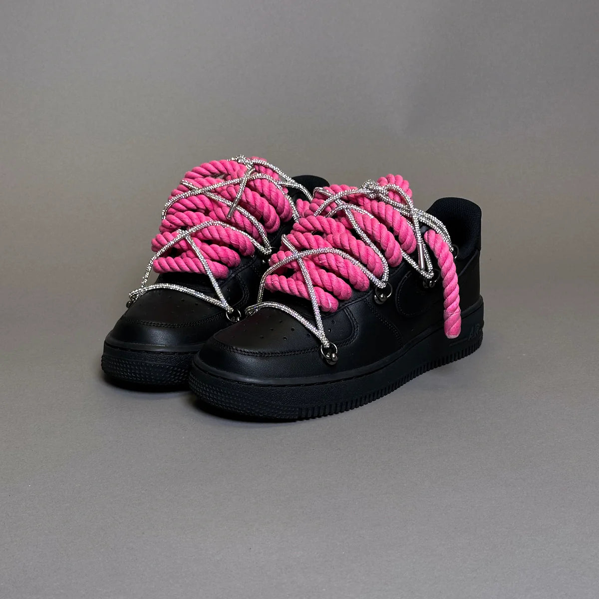 AF1 WHITE LOW CUSTOM ROPE LACE 1 ROSE & LACET BRIANT - Image 3