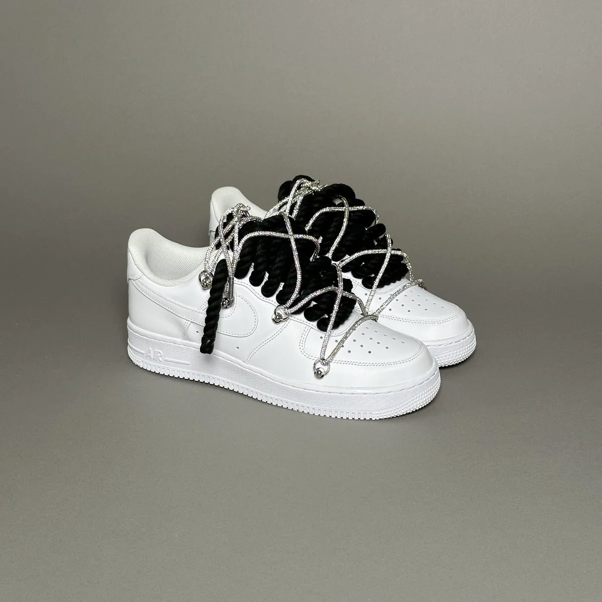 AF1 WHITE LOW CUSTOM ROPE LACE 1 NOIR & LACET BRIANT - Image 2