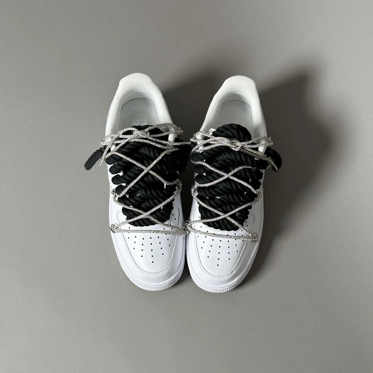AF1 WHITE LOW CUSTOM ROPE LACE 1 NOIR & LACET BRIANT - Image 3