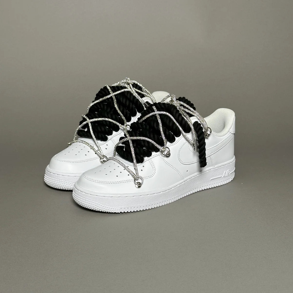 AF1 WHITE LOW CUSTOM ROPE LACE 1 NOIR & LACET BRIANT - Image 4