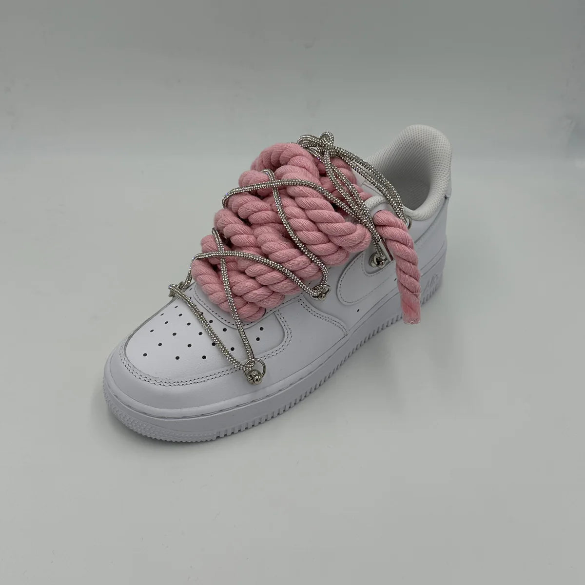 AF1 WHITE LOW CUSTOM ROPE LACE 1 ROSE & LACET BRIANT - Image 2