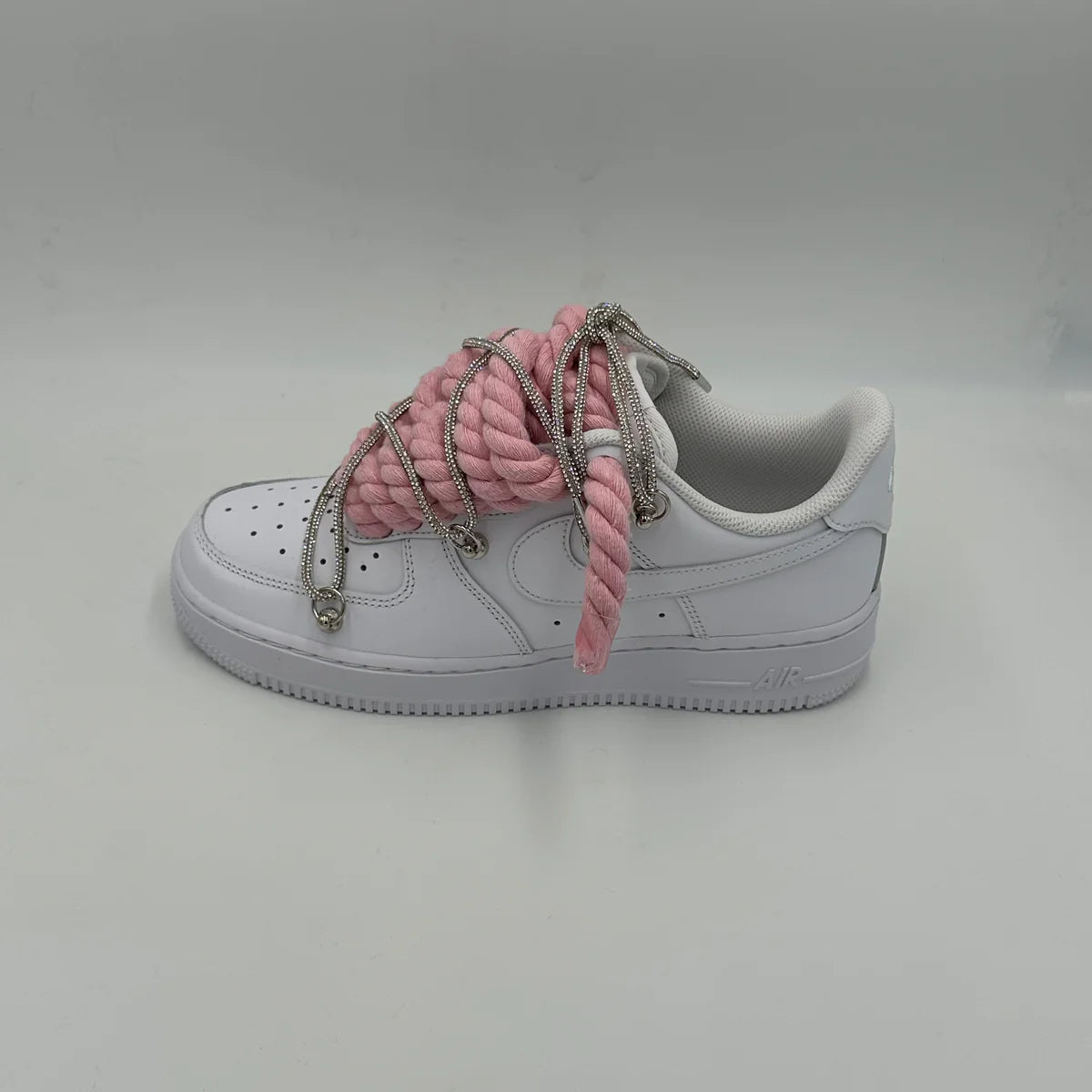 AF1 WHITE LOW CUSTOM ROPE LACE 1 ROSE & LACET BRIANT - Image 3
