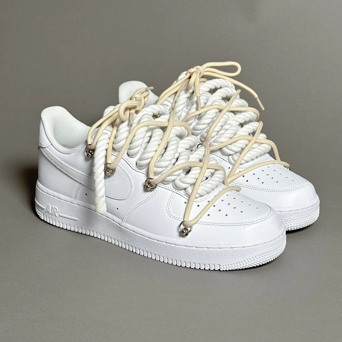 AF1 WHITE LOW CUSTOM ROPE 1  & LACET ROND BEIGE - Image 1