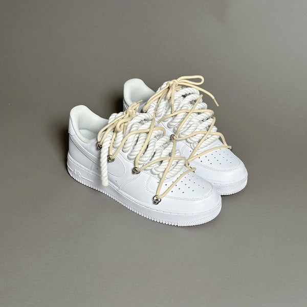 AF1 WHITE LOW CUSTOM ROPE 1  & LACET ROND BEIGE - Vue alternative