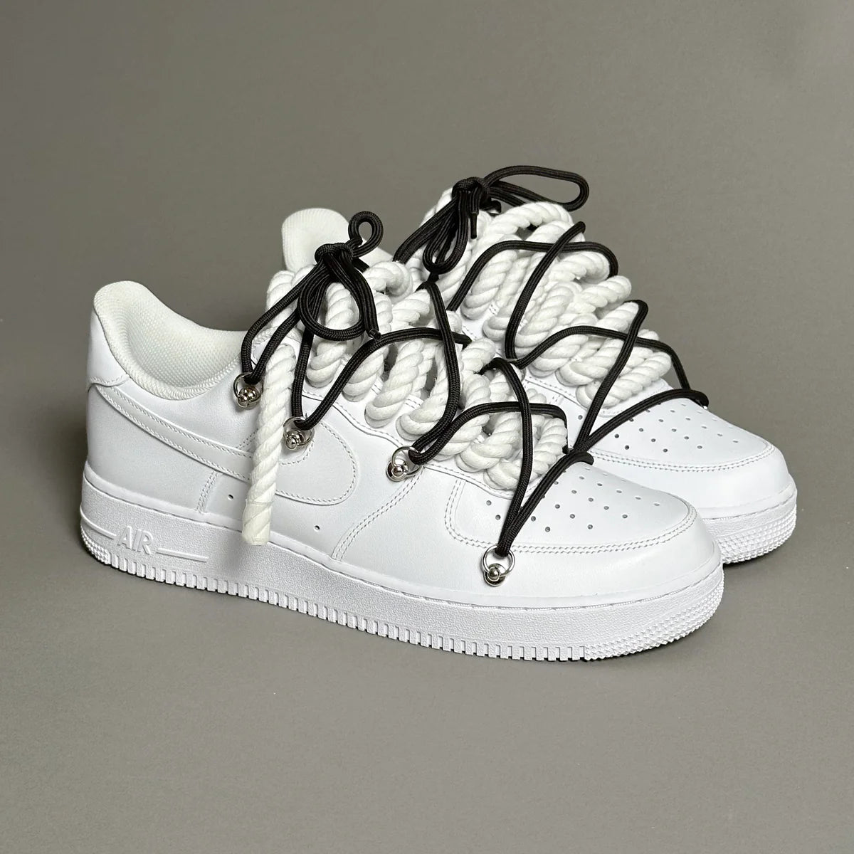 AF1 WHITE LOW CUSTOM ROPE 1  & LACET ROND NOIR - Image 1