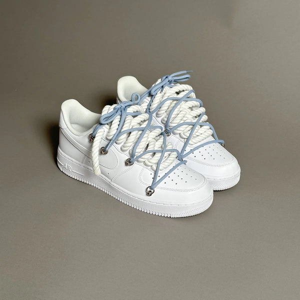 AF1 WHITE LOW CUSTOM ROPE 1  & LACET ROND BLEU - Vue alternative