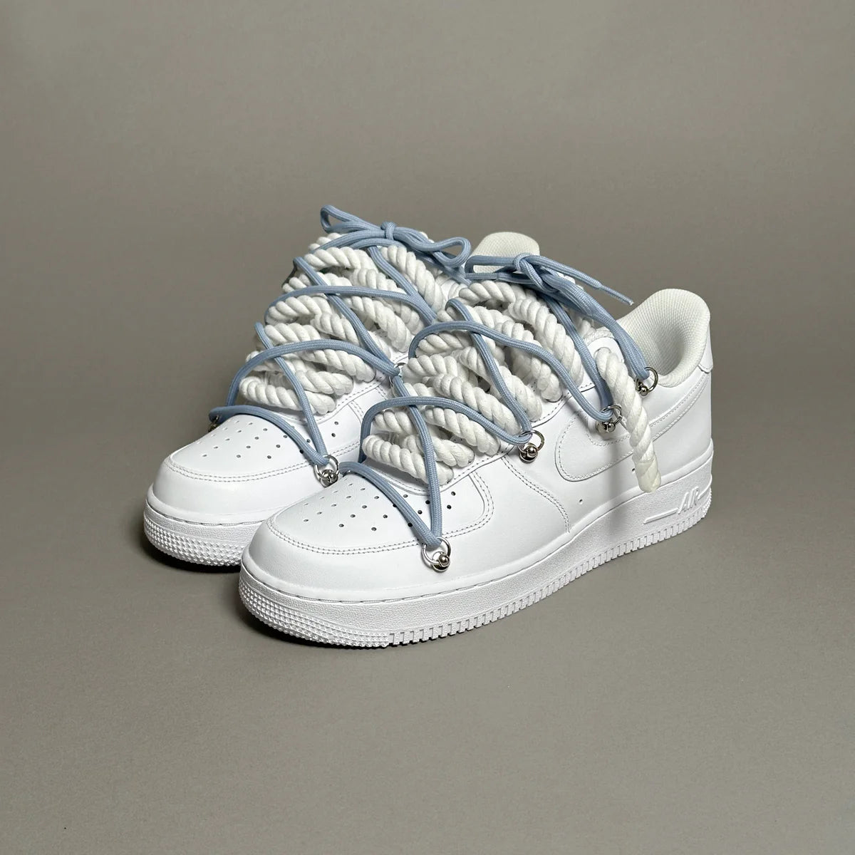 AF1 WHITE LOW CUSTOM ROPE 1  & LACET ROND BLEU - Image 3
